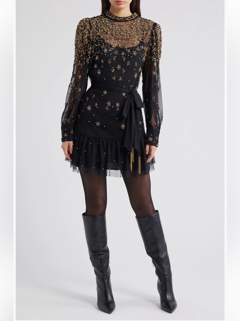 Farm Rio Embroidered Tulle Overlay Minidress